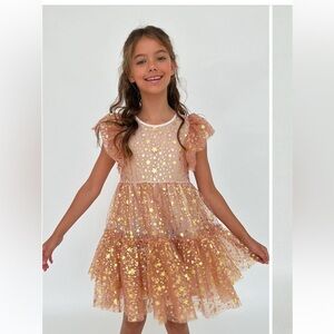 Lola + The Boys Goldie Star Dress Tiered Sparkle Sz 8